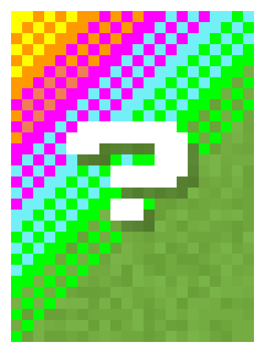 Mystery card with rainbow gradient and question mark